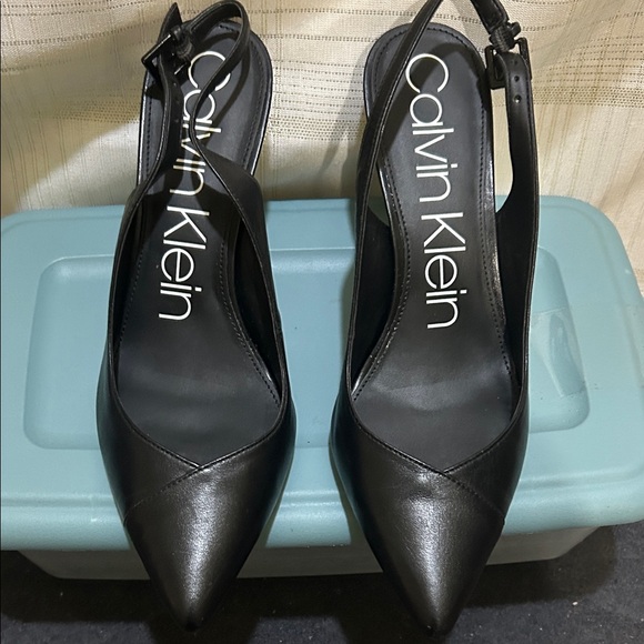 Calvin Klein Black Slingback Heels - Picture 2 of 4
